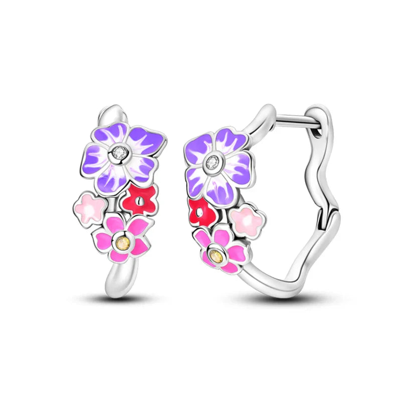 Colorful Butterfly Bee Ladybug Rainbow Flower Earrings in 925 Sterling Silver for Women Fashion Jewelry Gifts