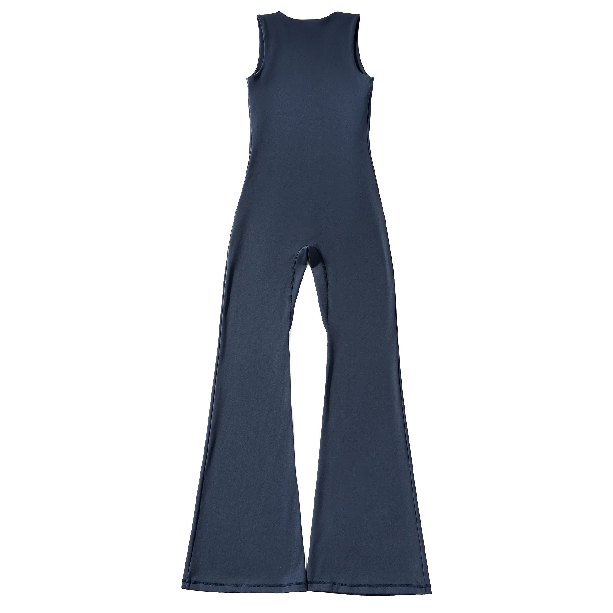 Women's Sleeveless Square Neck Bodysuit with Flared Pants Casual Fitness Jumpsuit Full Season Streetwear Playsuit