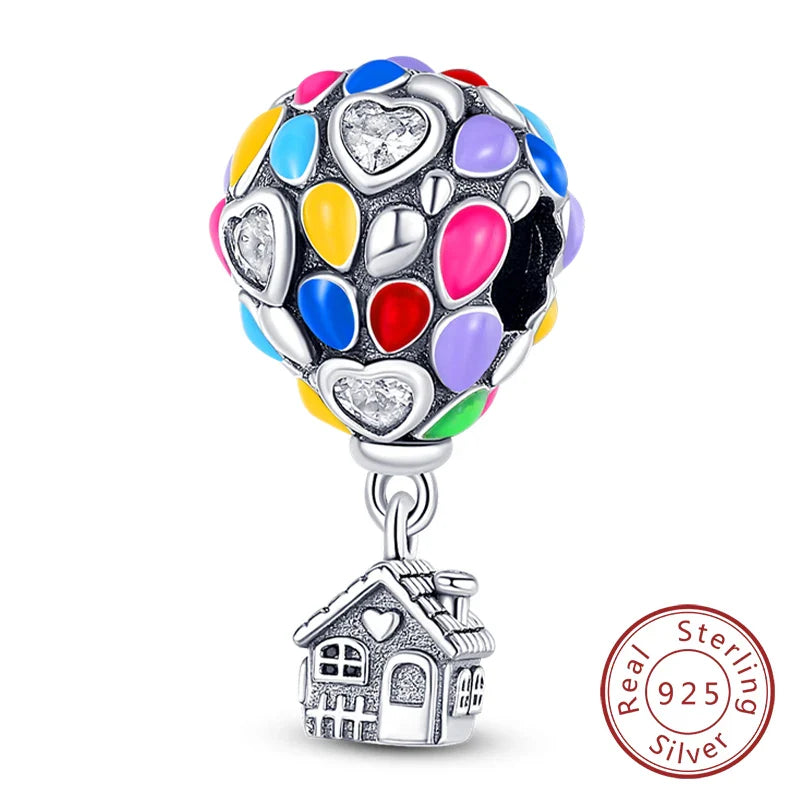 925 Sterling Silver Pink Pendant Charm for DIY Jewelry Bracelet and Necklace