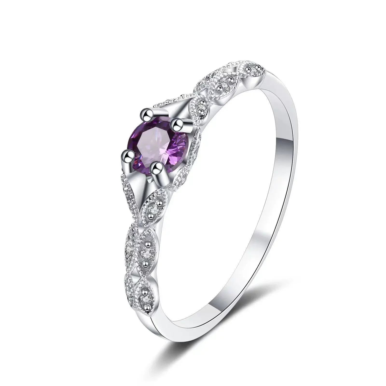 Light Luxury Amethyst Zirconia Women's Ring Simple Fashion Gem Temperament Ring
