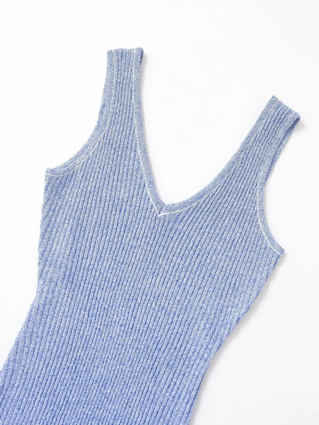 Sleeveless V Neck Knitted Dress With Suspender Straps