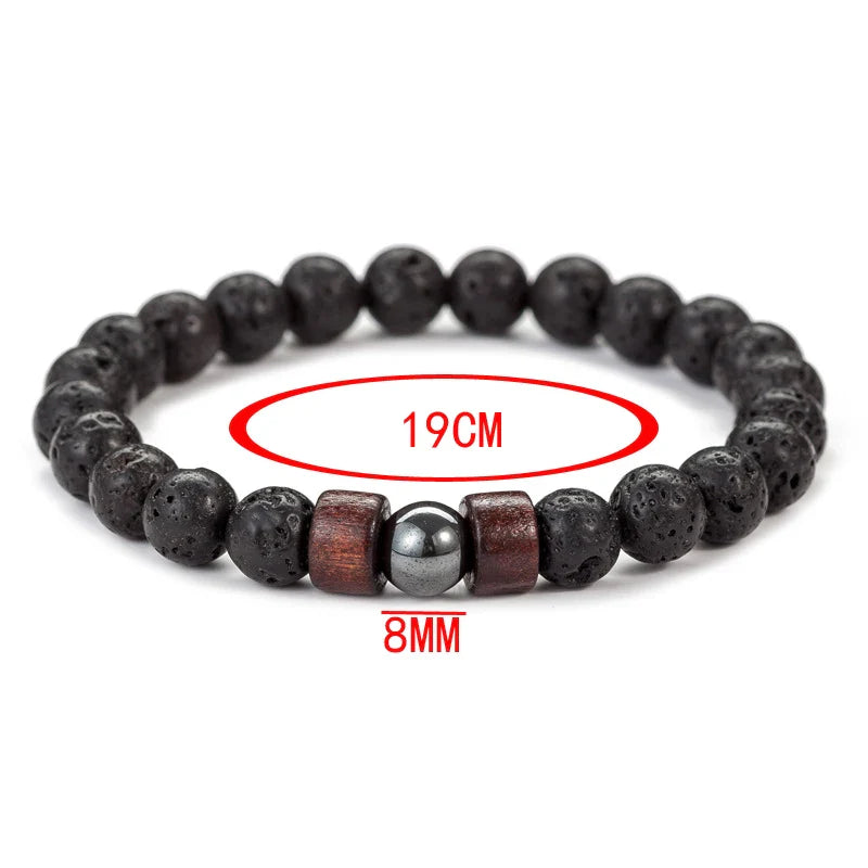 8mm Volcanic Stone Lava Bead Bracelet for Men Handmade Tibetan Buddha Wrist Chain Jewelry