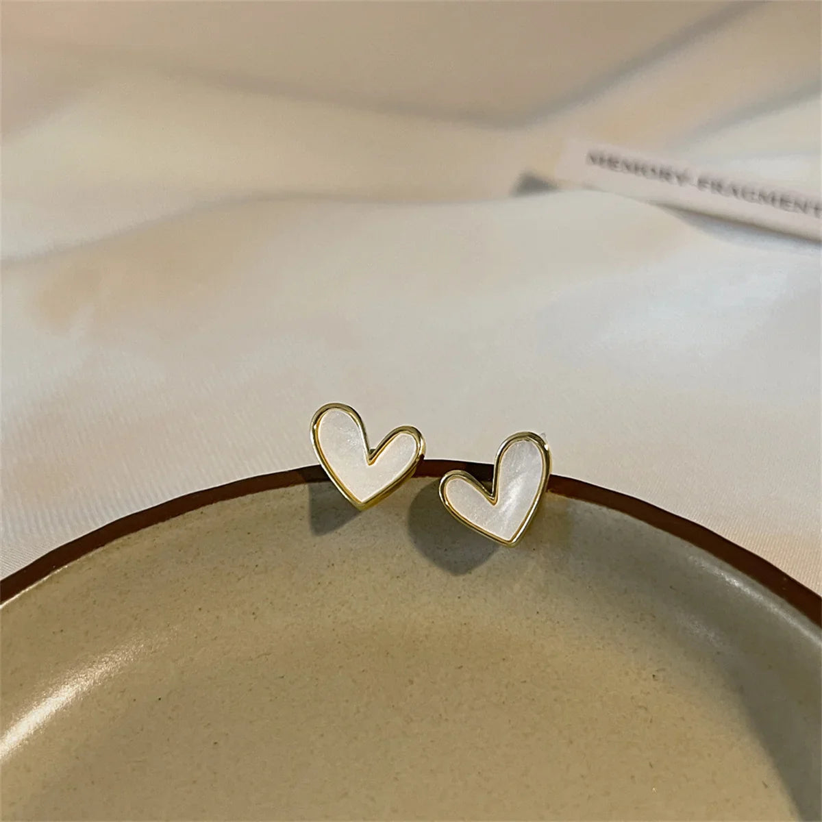 Korean Cute Heart Stud Earrings for Women with Blue Glaze Aesthetic Geometric Design Minimalist Jewelry Gift
