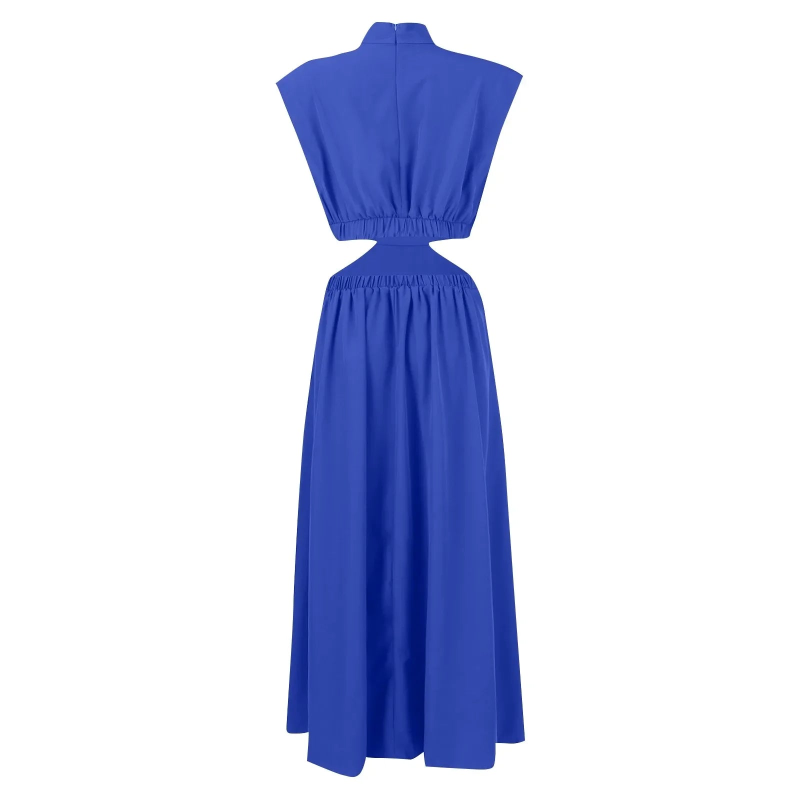 Solid Color High Waist Maxi Dress Sleeveless With Pockets