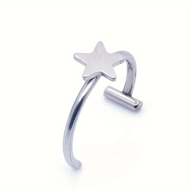 Stainless Steel Fake Nose Ring Hoop Non-Pierced Septum Earring Body Jewelry for Women