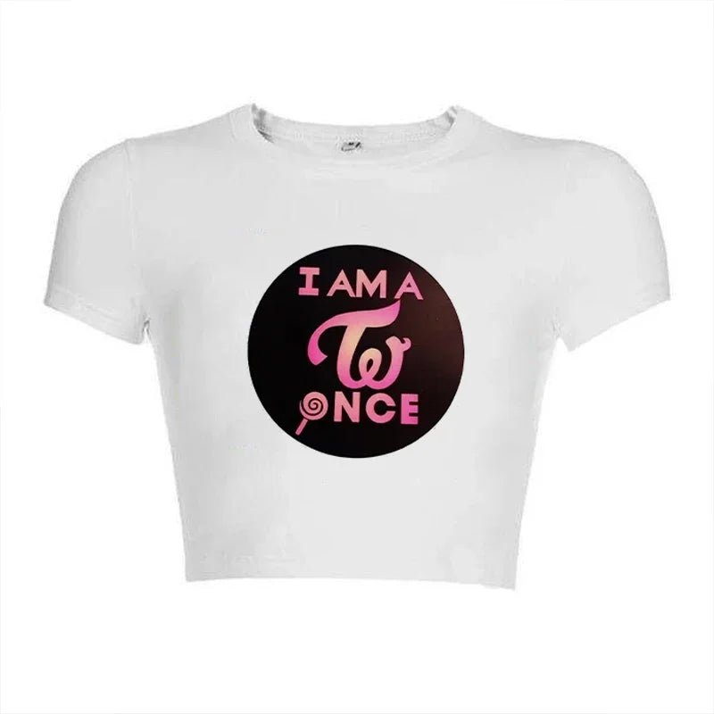 Korean KPOP Women Slim Fit T-Shirt Harajuku Style Streetwear for Summer Fashion