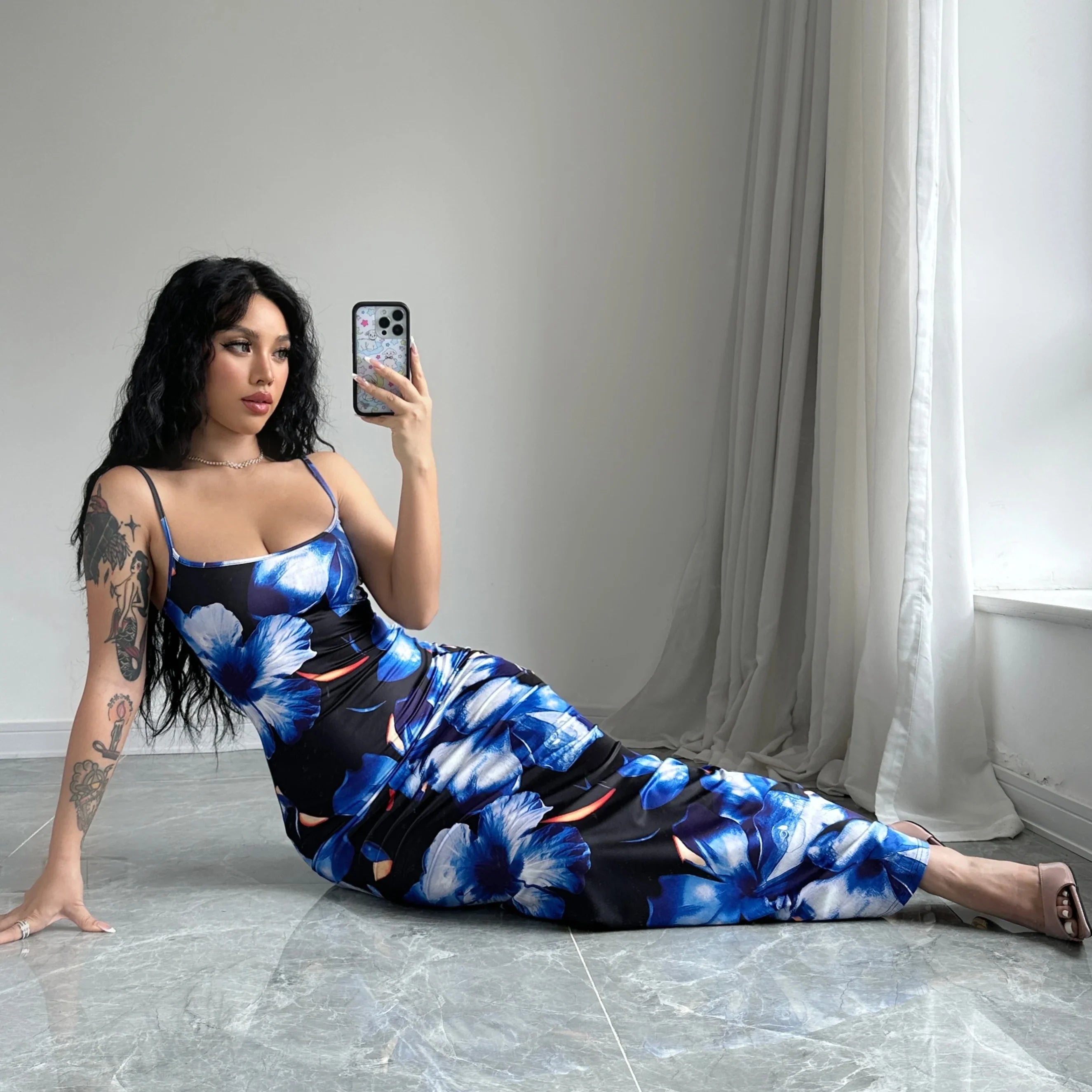 Floral Print Sexy Sleeveless Maxi Dress for Party Vacation