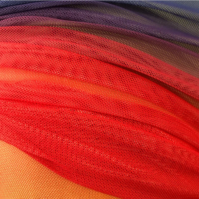 Rainbow Gradient Sheer O Neck Dress For Clubwear Nights