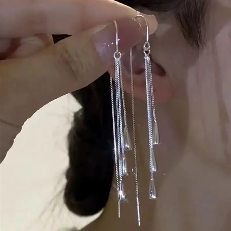 Korean Angel Eye Rhinestone Hoop Earrings in Gold Color with Tulip Petal Design for Women