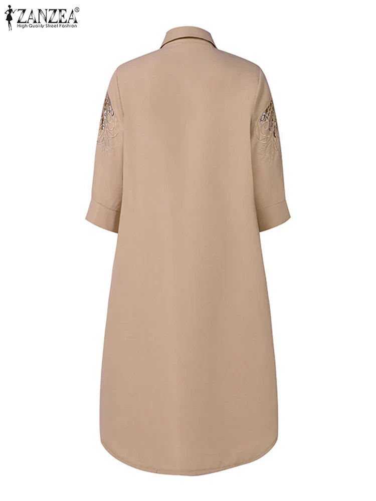 Lace Patchwork Knee Length Sundress For Women Loose