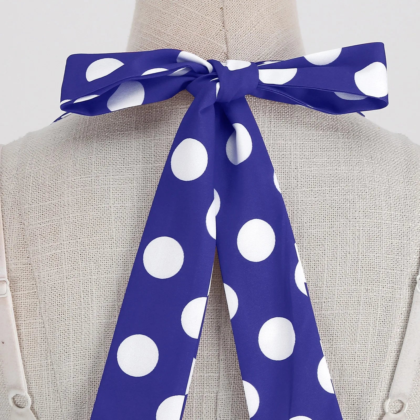 Retro Polka Dot Lace Up Backless Dress With Swing Puff