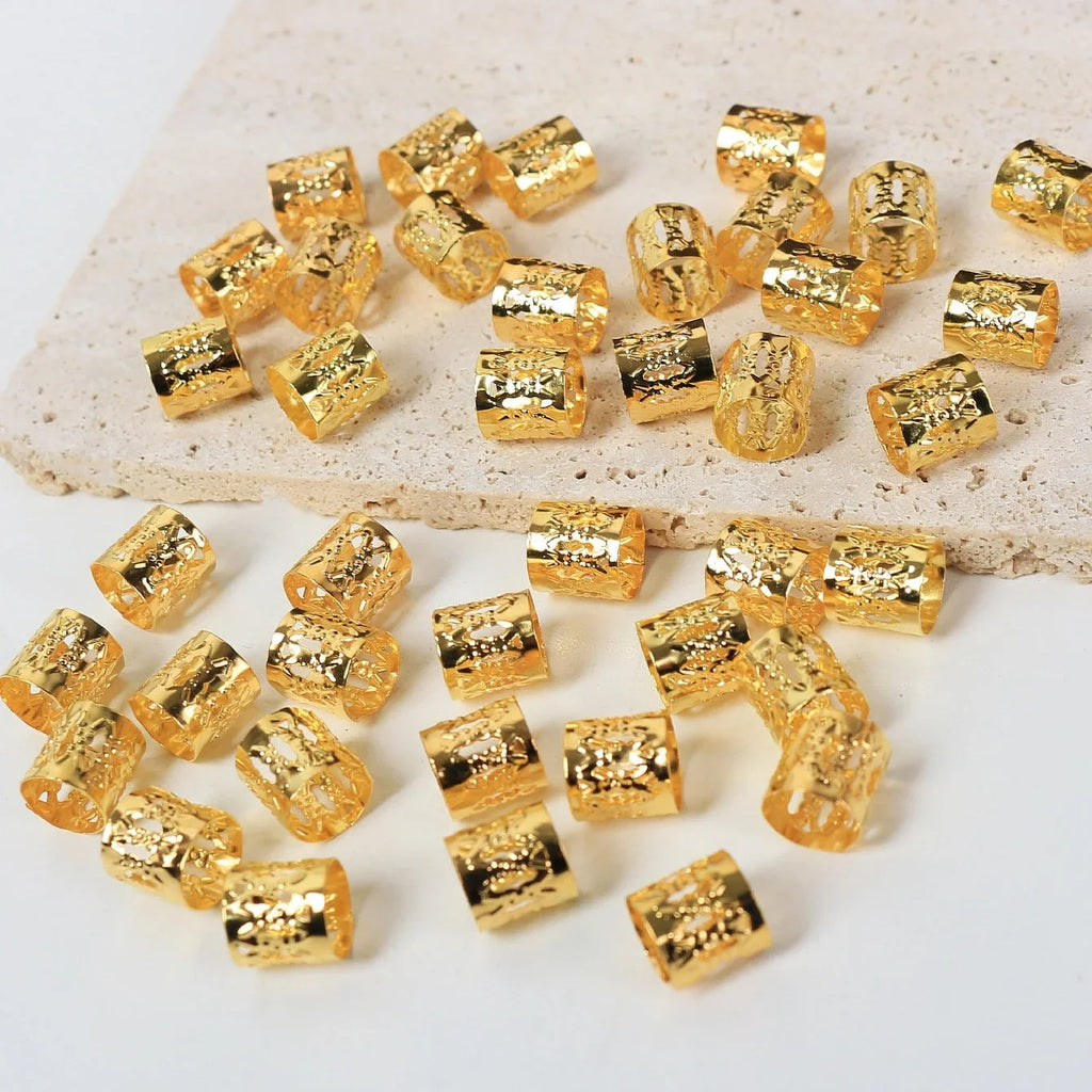 50 Pieces Metal Hair Braid Rings Accessories for Dreadlocks and Braiding Cuffs
