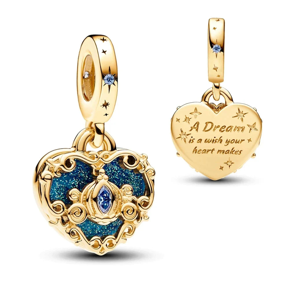 925 Sterling Silver Disney Minnie Mickey Charm Bead for Original Pendant Bracelet DIY Jewelry