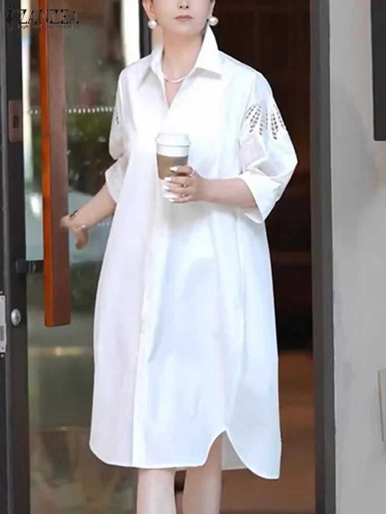 Lace Patchwork Knee Length Sundress For Women Loose