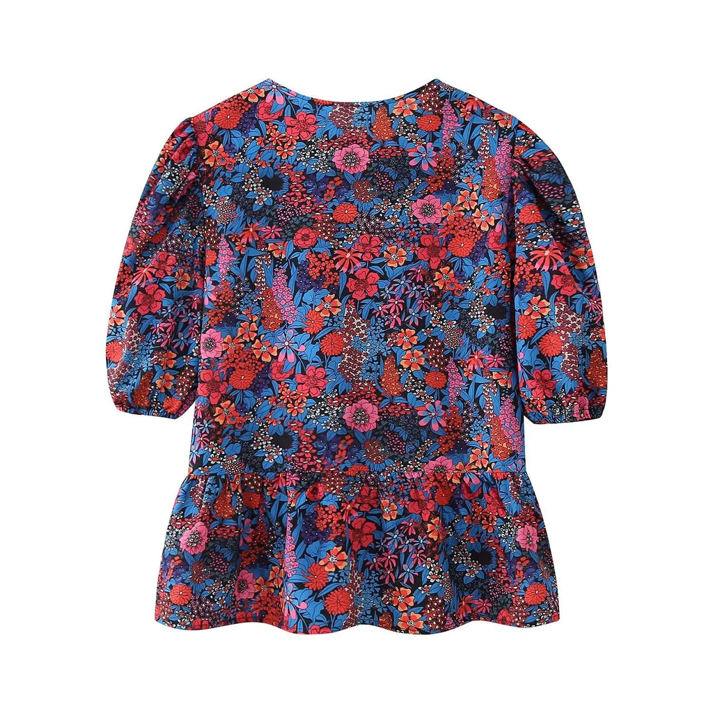 Women Casual Two Piece Set with Bow Decoration O-Neck Top and Button Pants