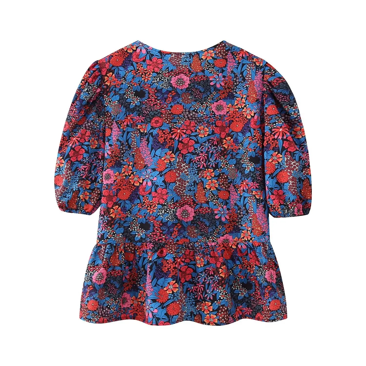 Women Casual Two Piece Set with Bow Decoration O-Neck Top and Button Pants