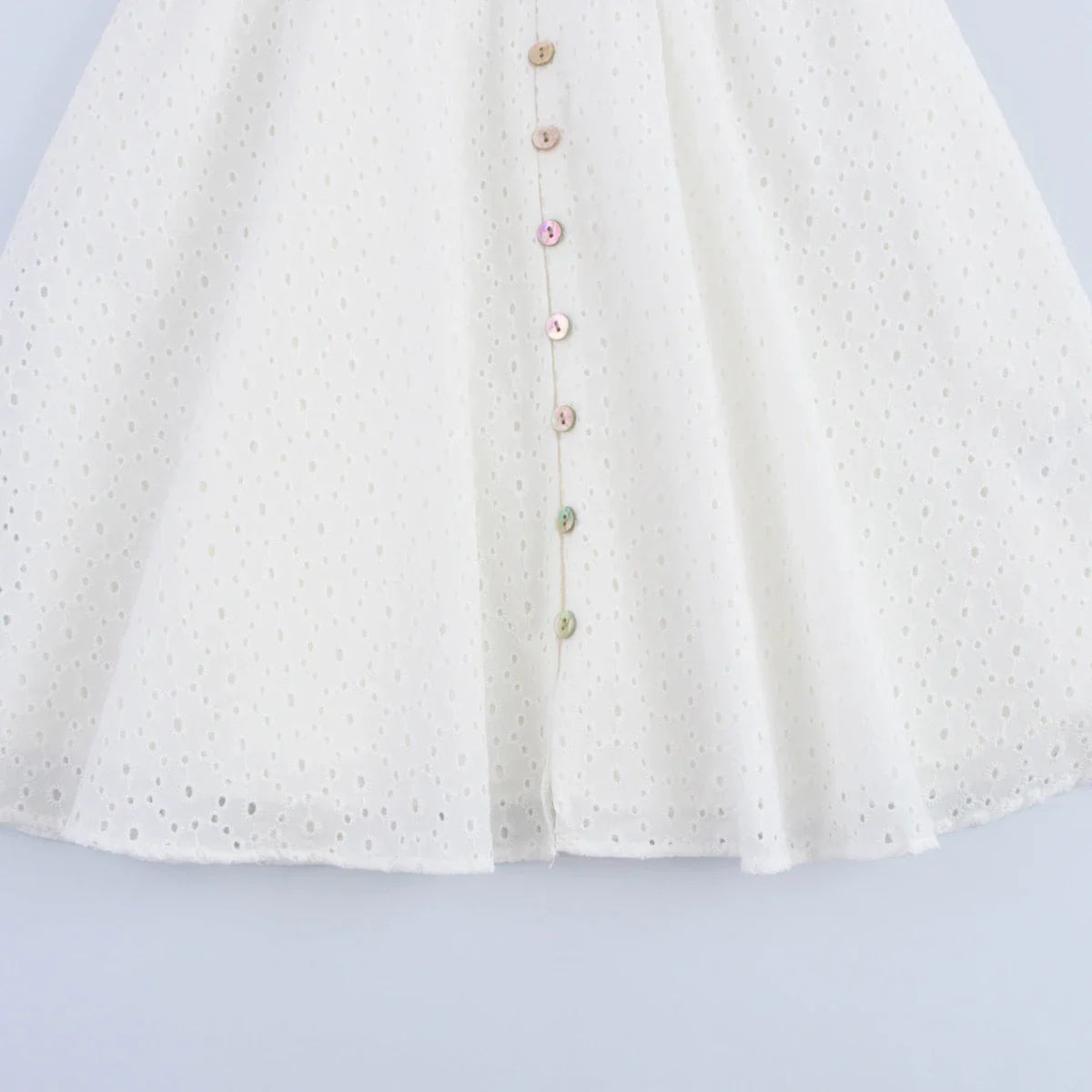 Womens Hollow Embroidery V Neck Lantern Sleeve Mini Dress