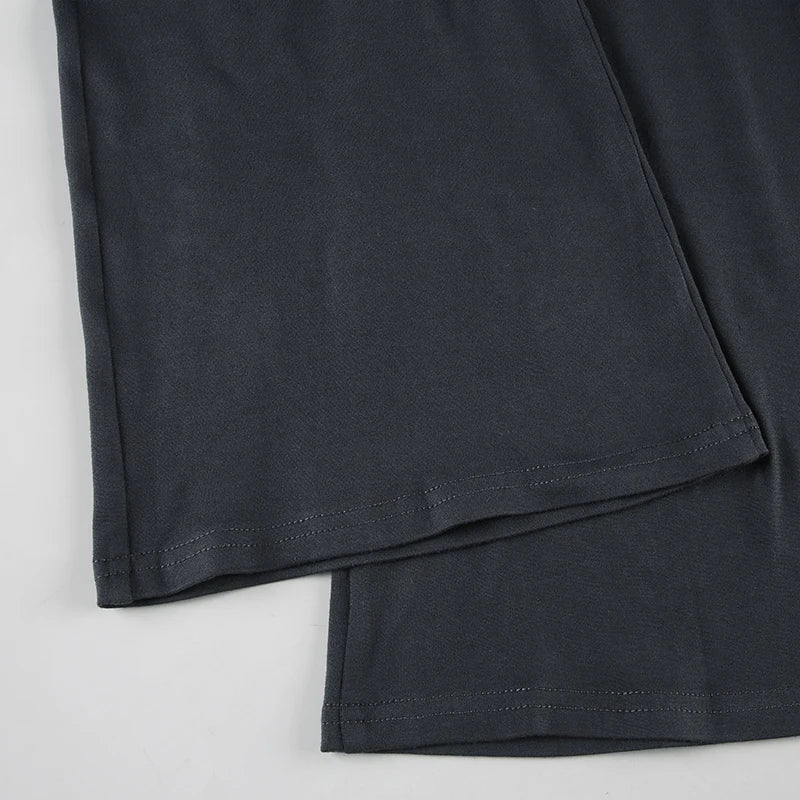 Chic Casual V-Neck Tops and Drawstring Full Length Pants Women's Slim Outfit Set