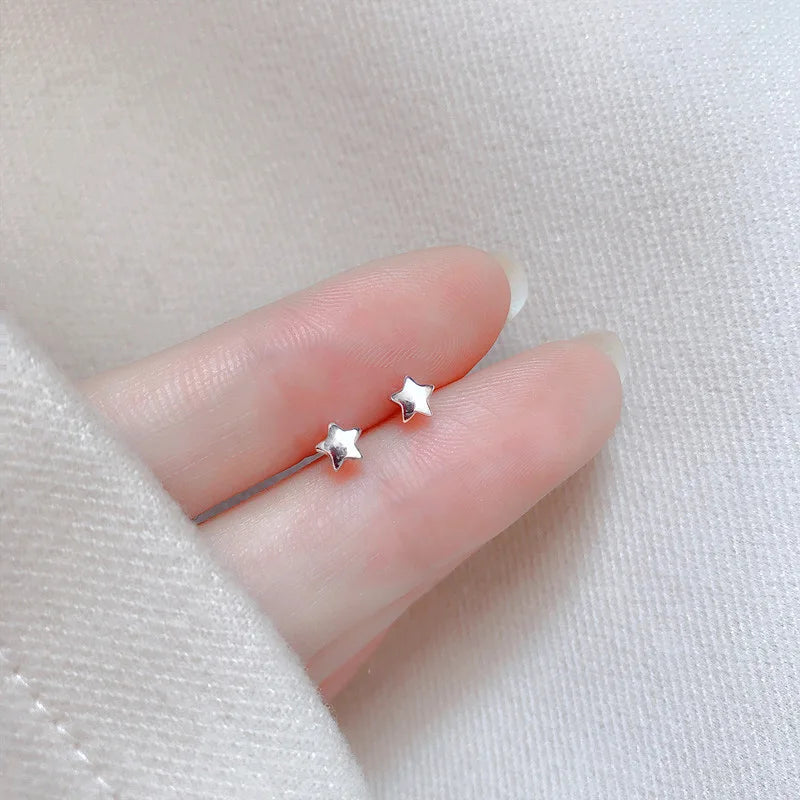 Minimalist Heart Stud Earrings for Women Hypoallergenic Silver Color Daily Wear Jewelry Gifts