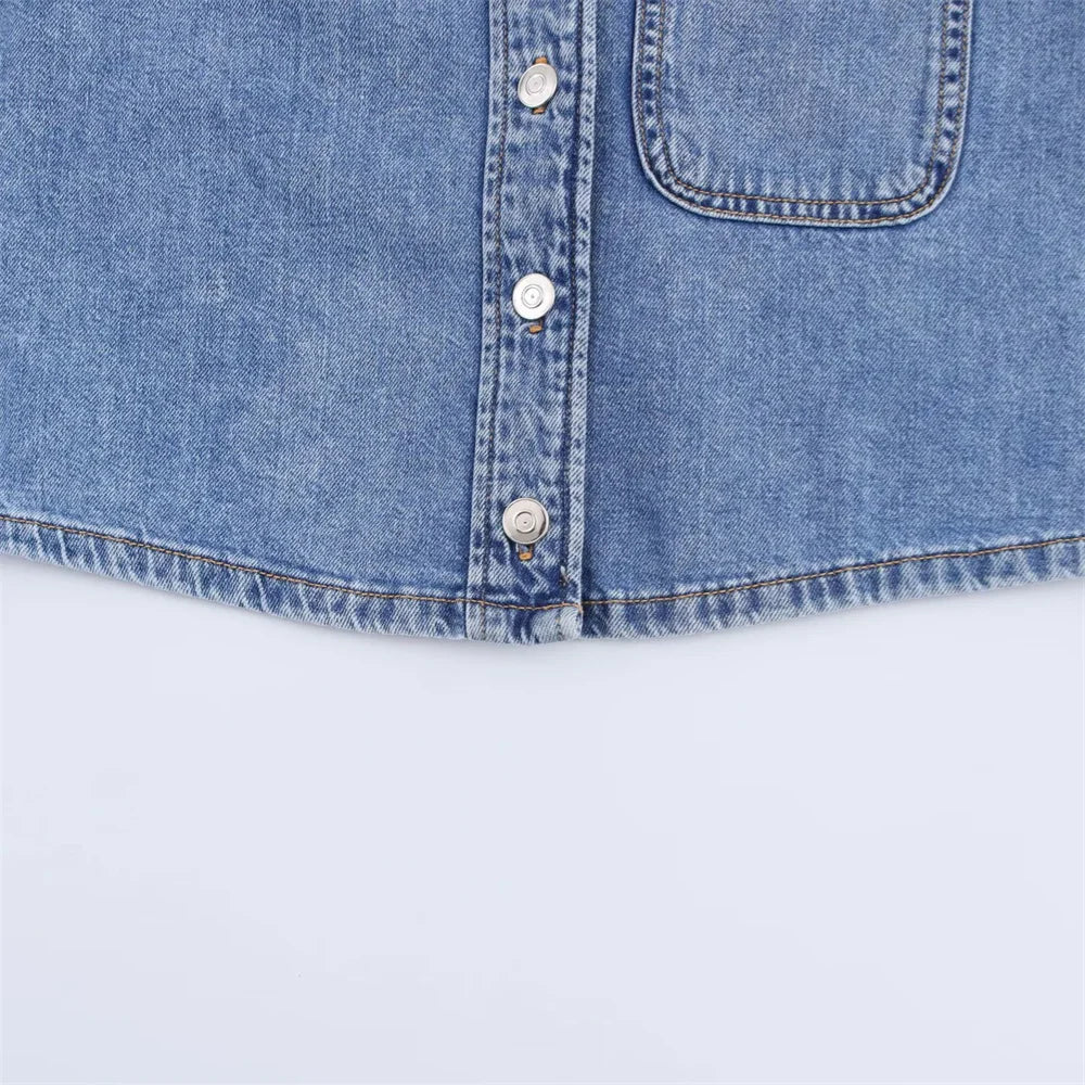 Women's Versatile Denim Long Sleeve Shirt and Pants Set for Casual Spring and Summer Wear