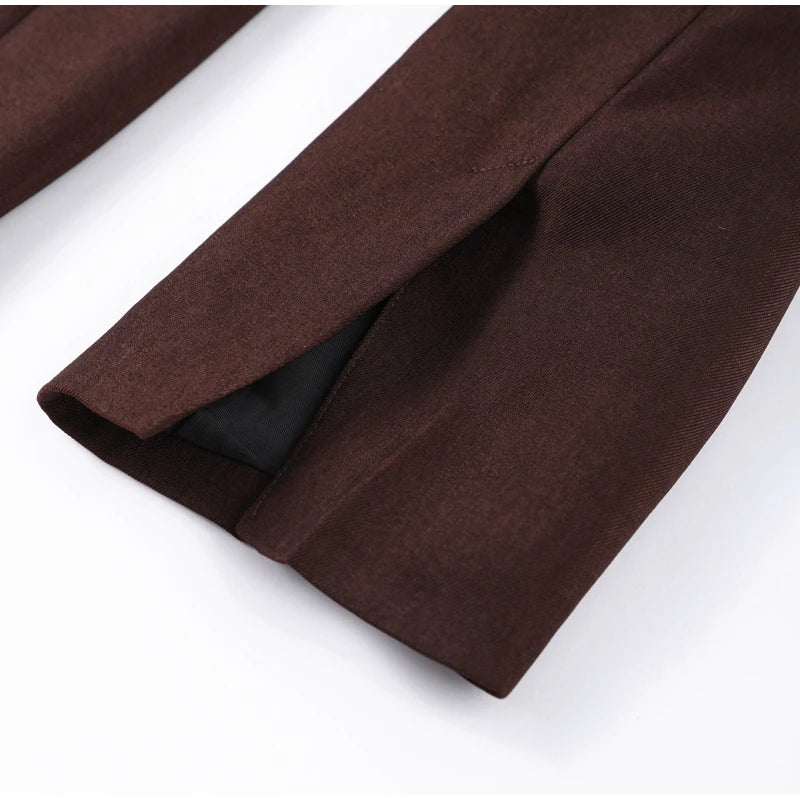 Elegant Women Blazer and Mini Skirt Set with Shoulder Pads Cinched Waist Suit Jacket and A-line Skirt Two-Piece Office Outfit