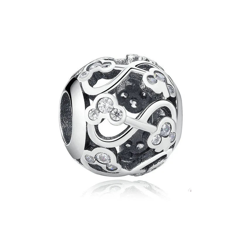 Disney 925 Sterling Silver DIY Charm Compatible With 3mm Bracelets Featuring Mickey Mouse Ferris Wheel And Suitcase Designs