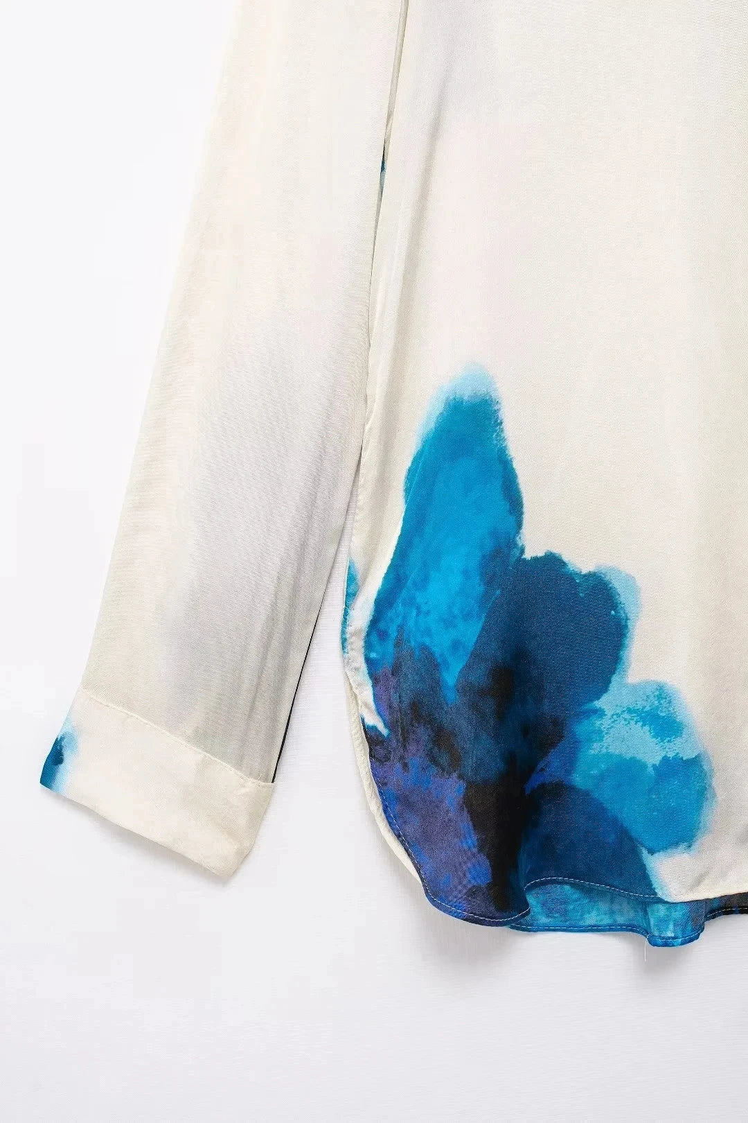 Elegant Floral Print Pant Set With Lapel Long Sleeve Loose Blouse And Drawstring High Waist Wide Leg Pants For Women