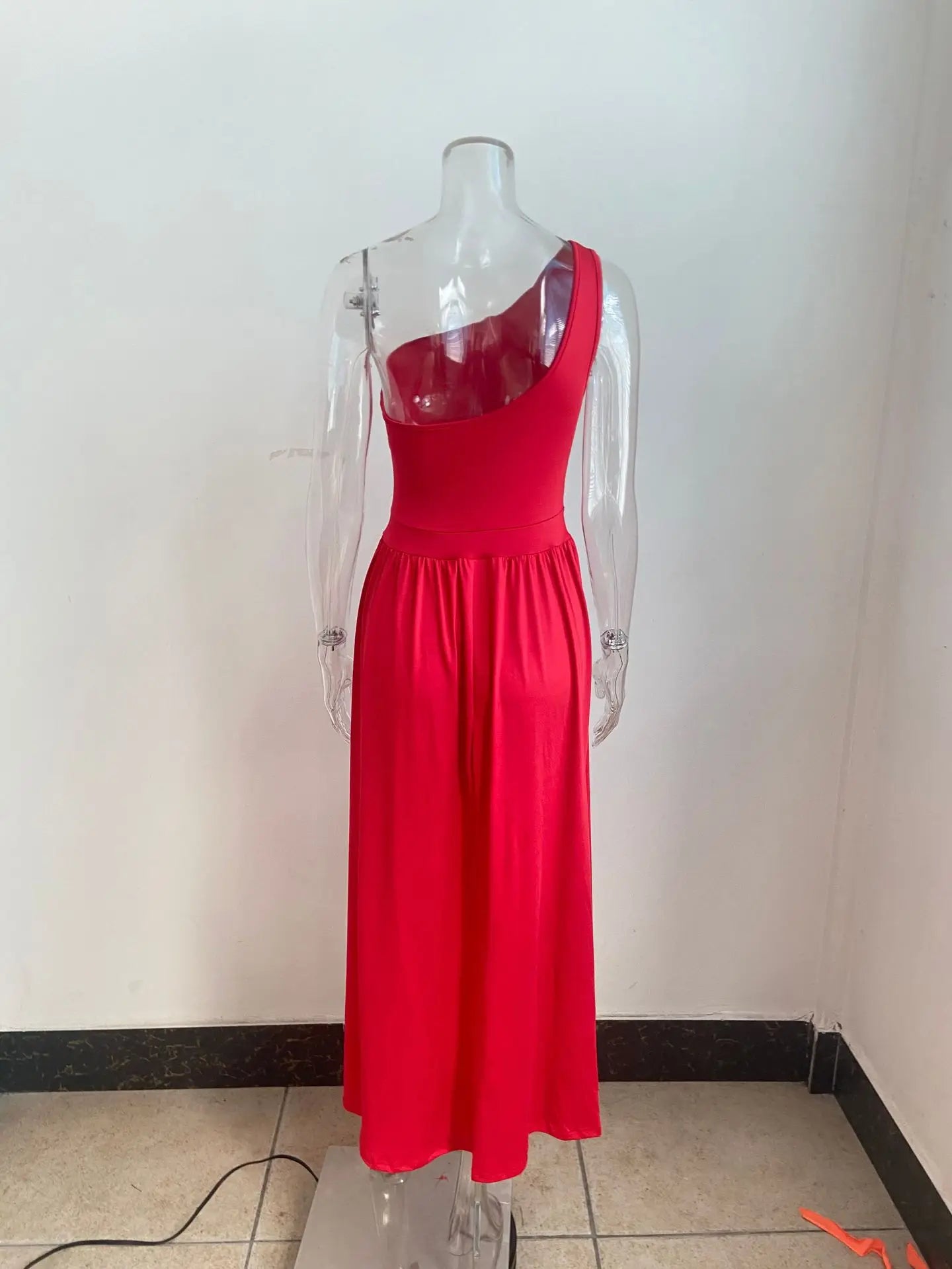 One Shoulder Slit Maxi Dress Elegant Evening Gown For Women