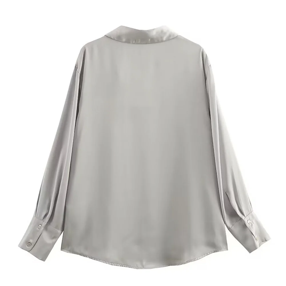 Women's Casual Loose Silk Satin Shirt with Versatile Soft Texture and Elegant Design