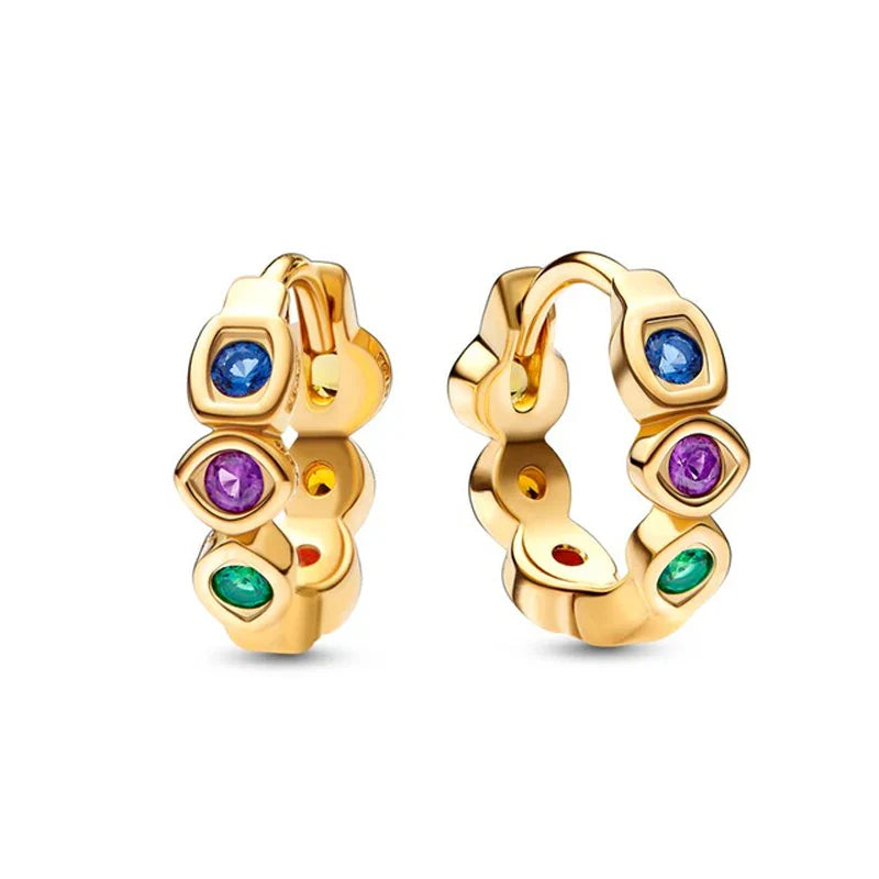 925 Silver Hoop Infinite Love Earrings with Blue Flower and White Stone Heart Pendant for Women Jewelry