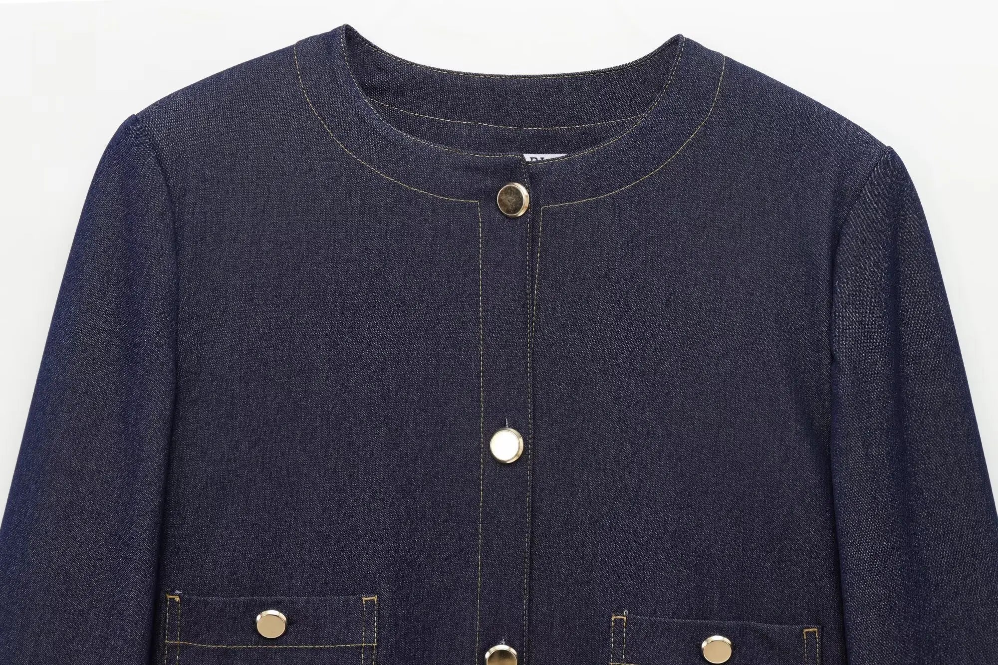 Fashion Women Solid Jacket and Wide Leg Pant Set with Cropped Coat and Zipper Details