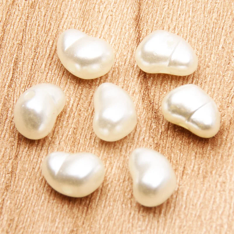 100pcs 7x10mm Irregular Beige Acrylic Pearl Beads for Jewelry Making and DIY Bracelet Necklace