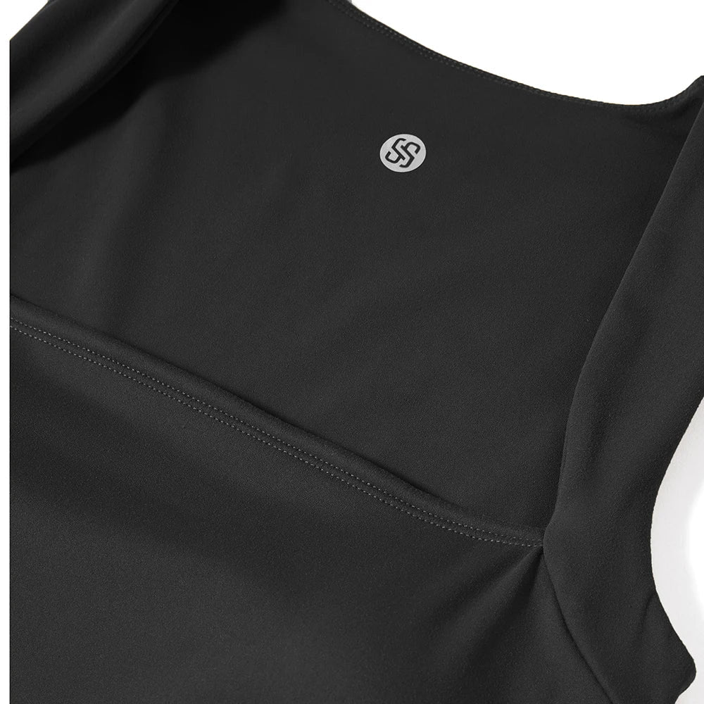 Women's Sleeveless Square Neck Bodysuit with Flared Pants Casual Fitness Jumpsuit Full Season Streetwear Playsuit