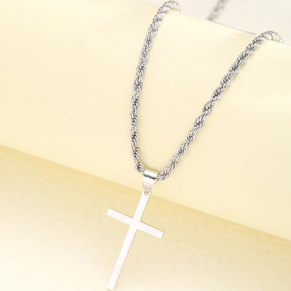 Stainless Steel Cross Pendant Necklace for Men and Women Minimalist Gold Color Jewelry Choker Gift