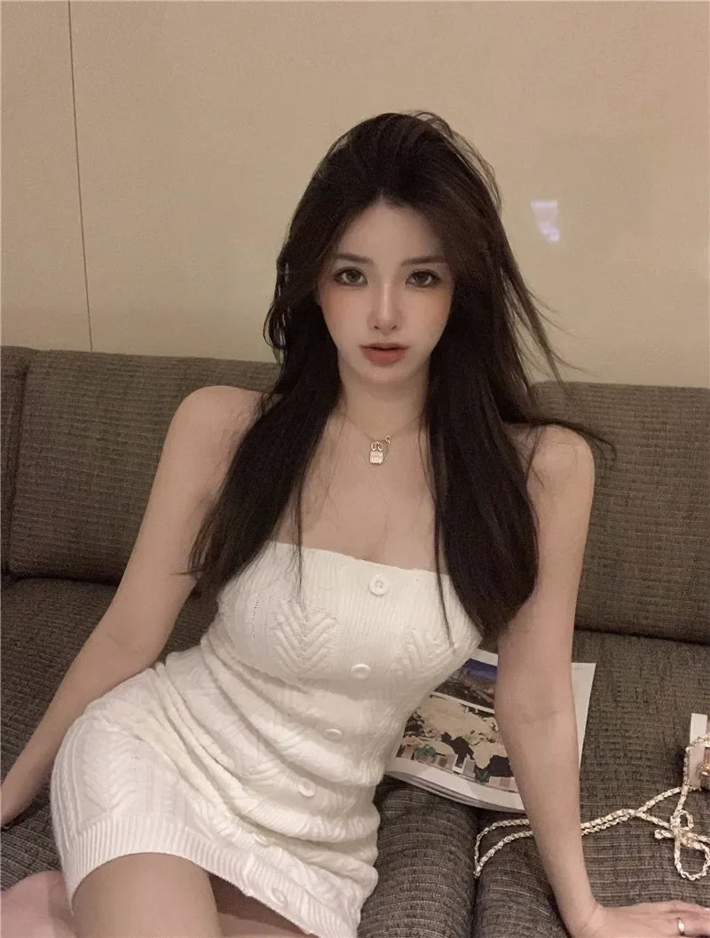 Off Shoulder Bodycon Dress Knit Ribbed Summer Streetwear