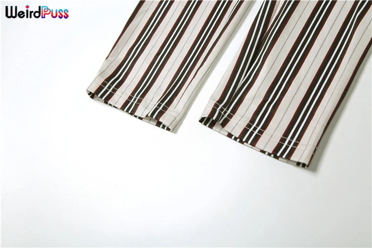 Sexy Hollow Ruched Jumpsuit for Women Irregular Hipster Stripe Print Full Sleeve Clubwear Midnight Workout Overalls