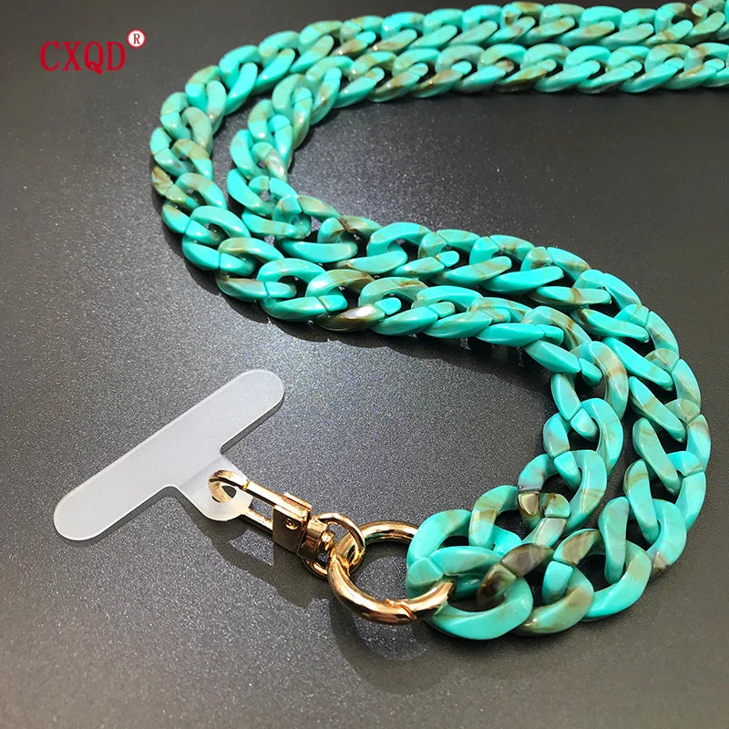 120cm Colorful Acrylic Phone Lanyard Neck Strap Anti-Lost Mobile Chain Accessories