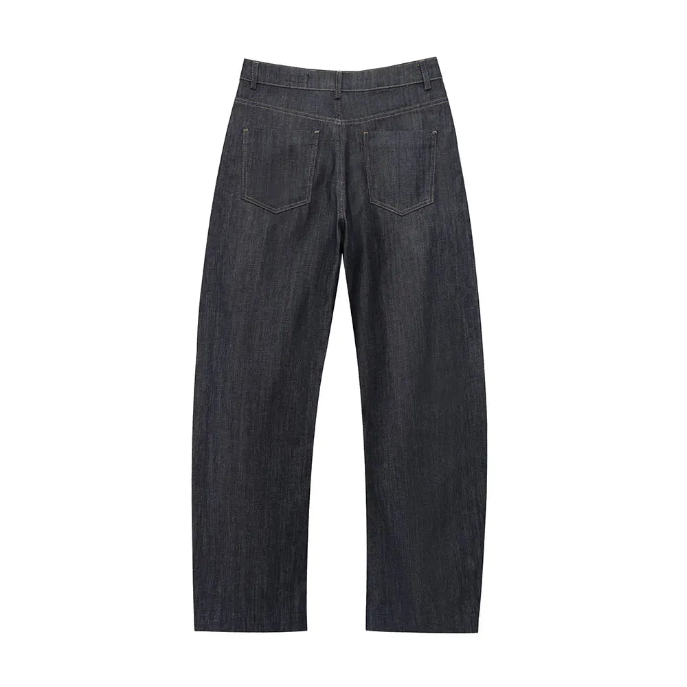 Women's Denim Jacket and Pants Set with Long Sleeve Blazer, Strapless Vest, and Straight Leg Jeans Fashion Outfit