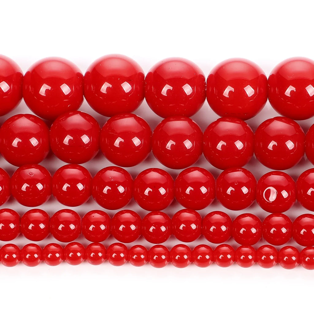 Red Coral Stone Beads 6mm 8mm 10mm Round Loose Spacer Beads for Jewelry Making DIY Necklaces Bracelets Charms
