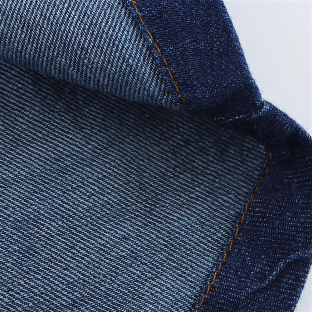 Women Denim Set Loose Fit Button Down Shirt and Wide Leg Pants Casual Outfit