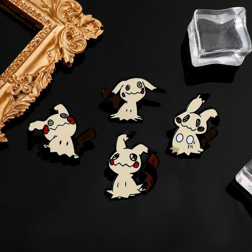 Cartoon Animal Enamel Pin Brooch Set 4 Pcs Fun Mimikyu Jewelry for Backpack Wallet and Clothes Accessories