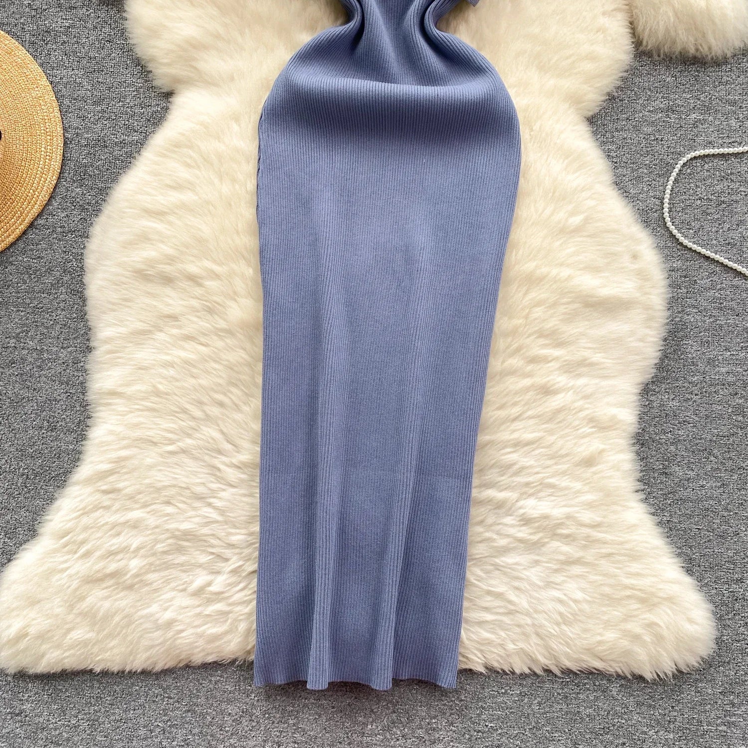 Wrap Dress Knitted Maxi With Pleated Detail And Bodycon Fit