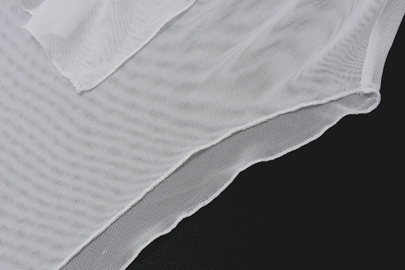 Off Shoulder Patchwork Evening Dress With Mesh Overlay