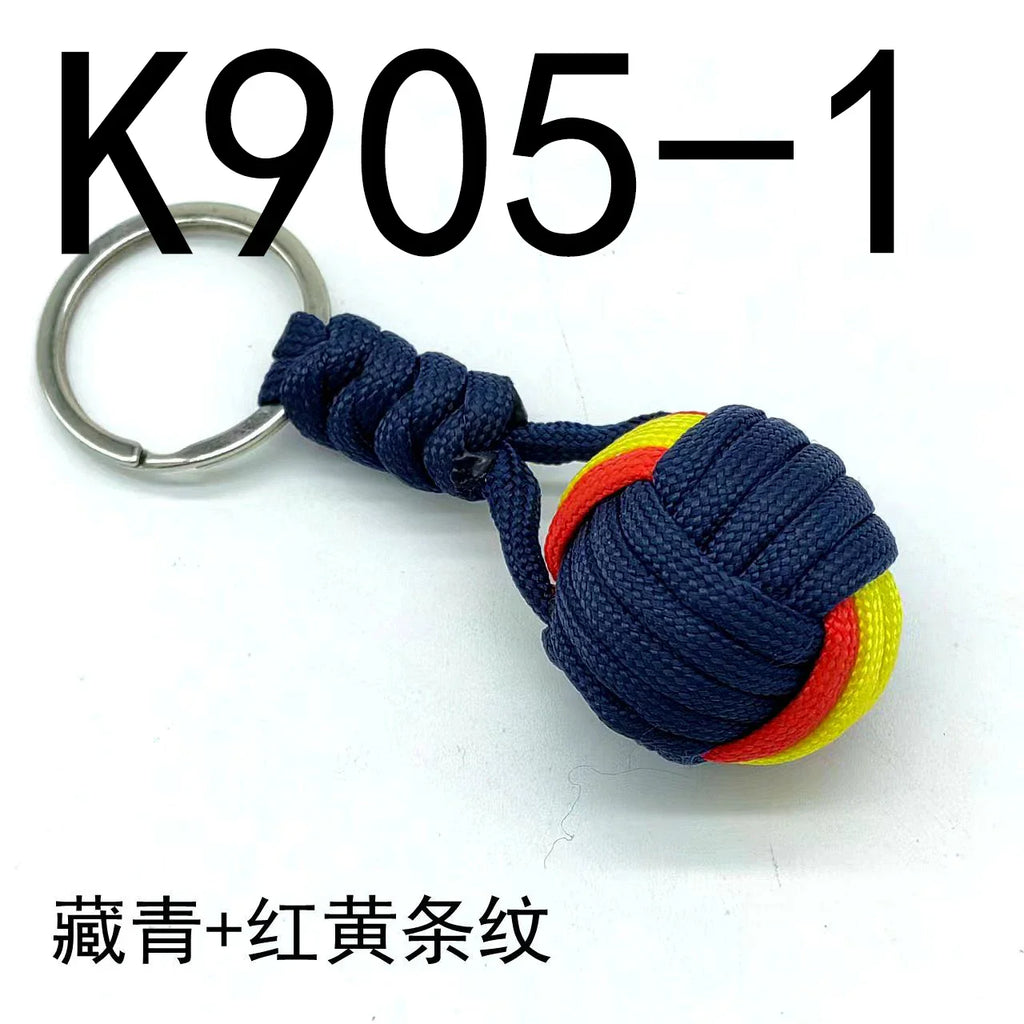 Military Parachute Woven Rope Keychain with Monkey Fist Design for Outdoor Survival and Accessories