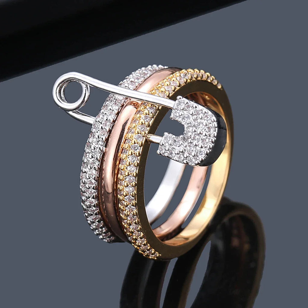 Three Layer Fashion Ring for Women - Elegant Designer Jewelry for Valentine's Day Gift