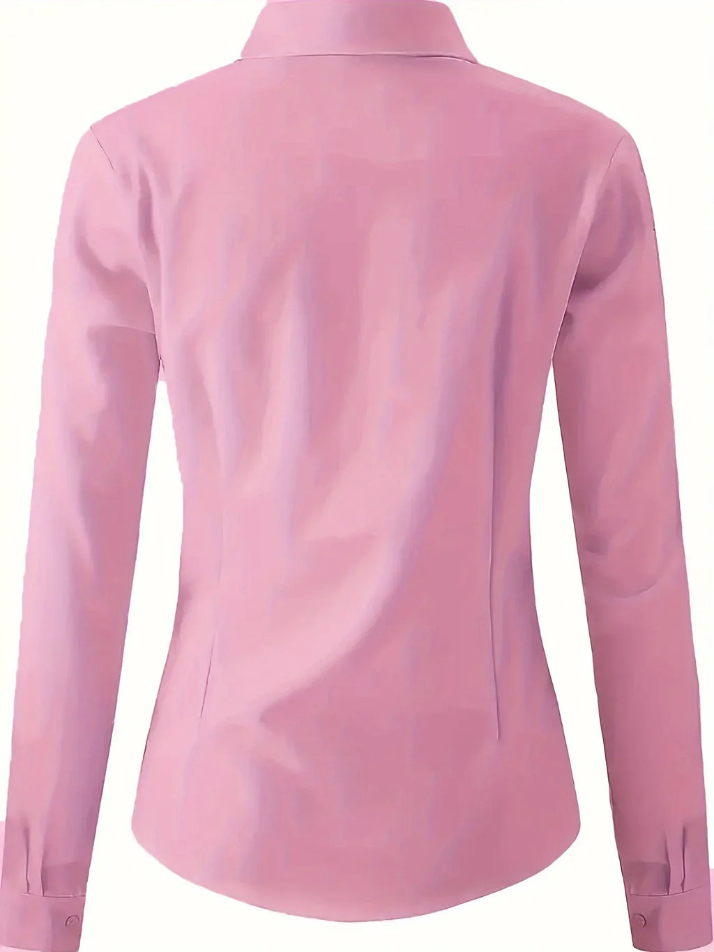 Solid Button Front Shirt Elegant Long Sleeve Lapel Blouse Lightweight Basic Top for Spring and Fall Women's Fashion Office Casual Wear