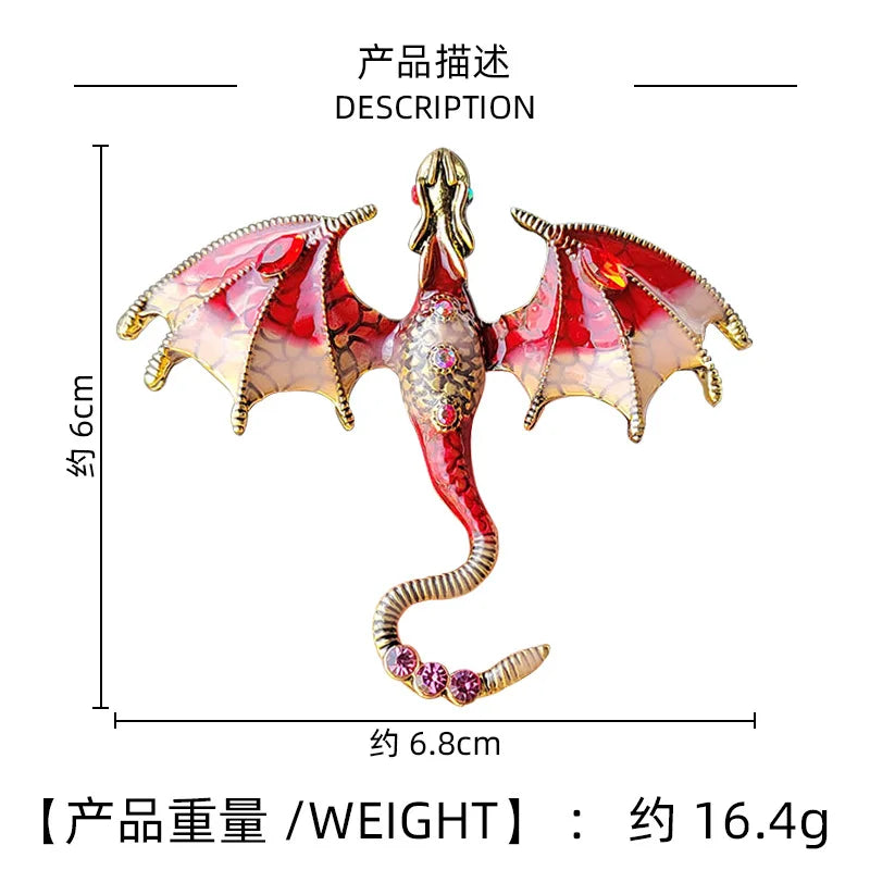 Custom Diamond-Encrusted Dragon Brooch Enameled Animal Pin for Stylish Accessories