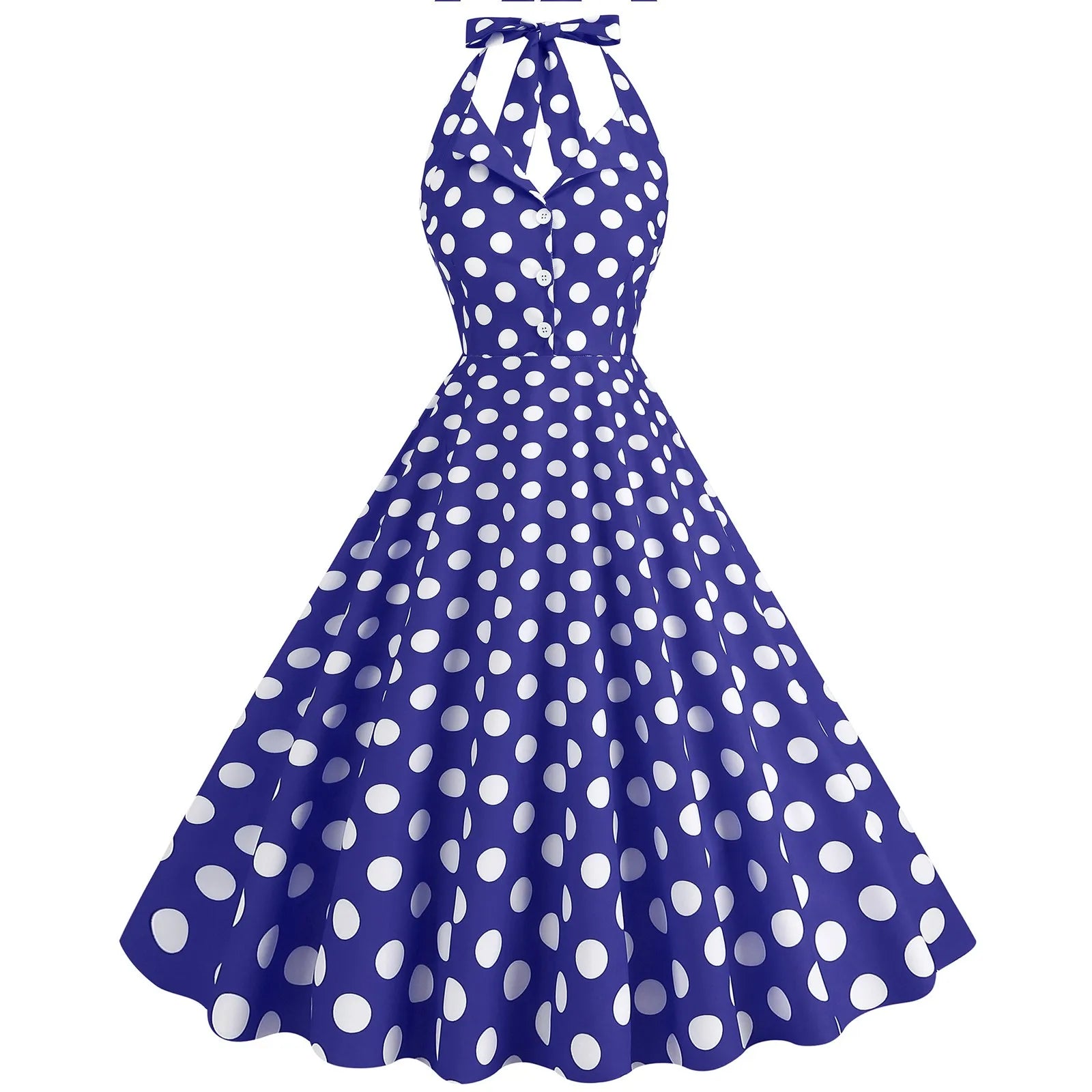 Retro Polka Dot Lace Up Backless Dress With Swing Puff