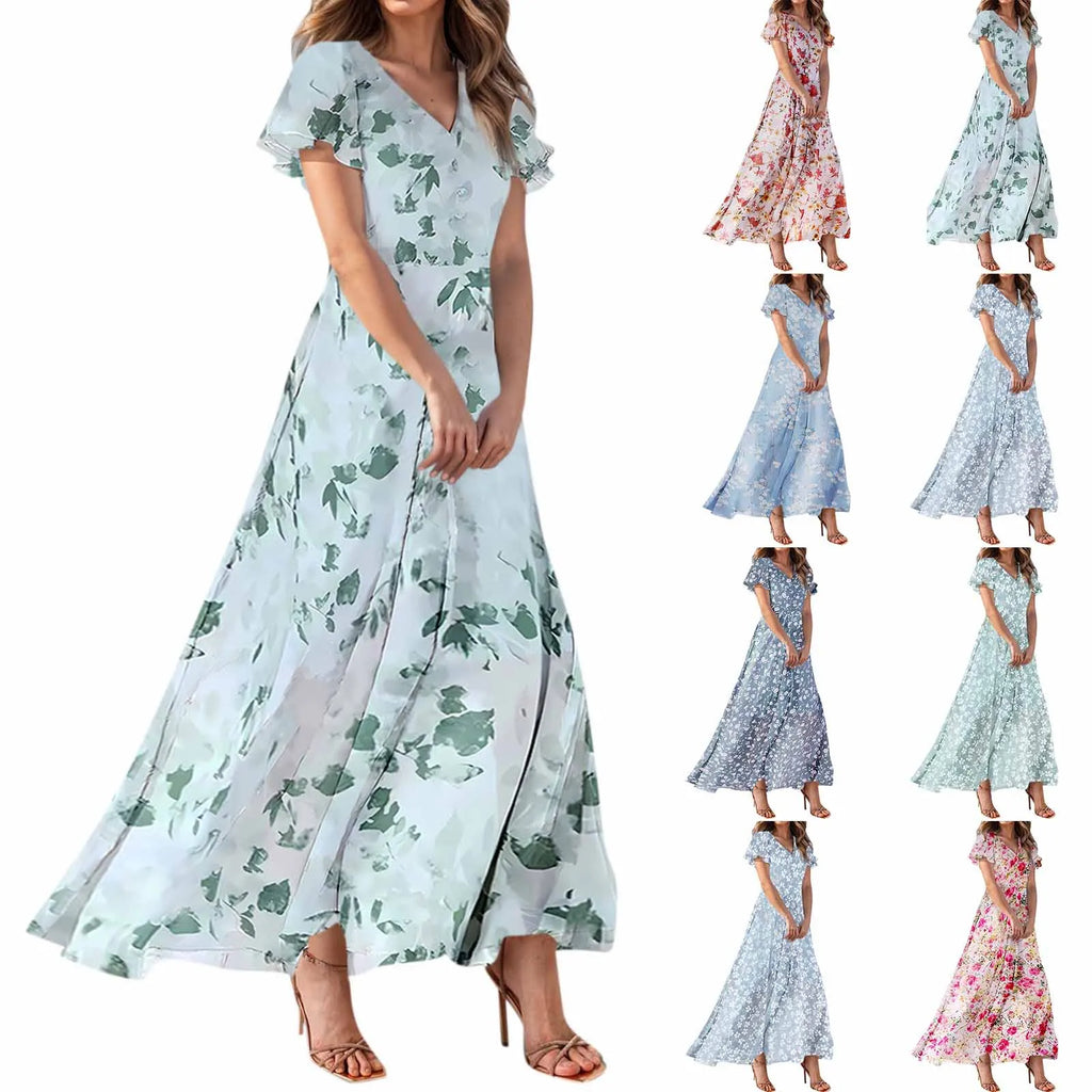 Floral Chiffon Maxi Dress for Summer Wedding Guest Chic