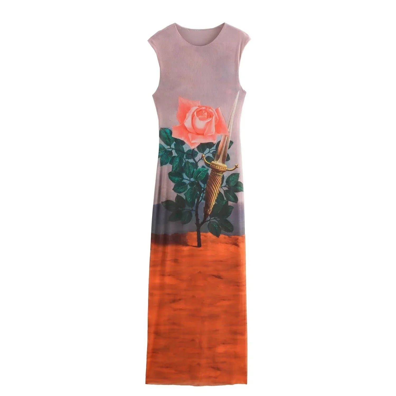 Color Block Print Suspender Dress For Women Artist Collab